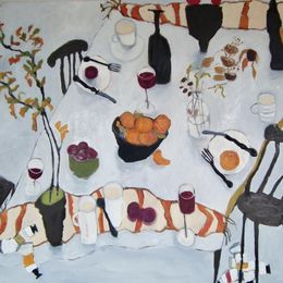 Table with Plant in Pot<br>Oil on Canvas, 91x120cm<br>SOLD