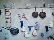 Table With Pans and Orchid