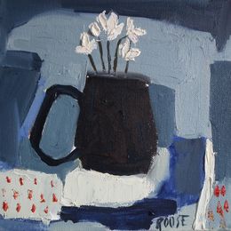 Indigo oil on canvas 20x20cms framed