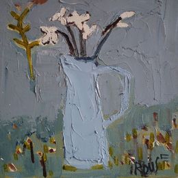 Blue oil on canvas 20x20cms framed