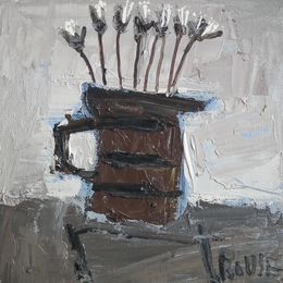 The Little Brown oil on canvas 20x20cms framed