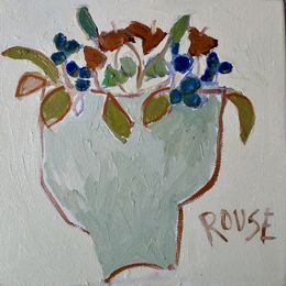 Cream Pot of oil on canvas framed 20x20cms