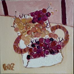 Basket of oil on canvas 20x20cms framed