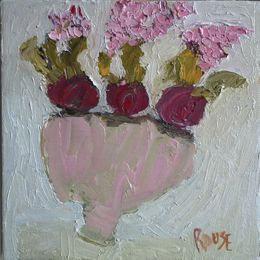 Pink oil on canvas 20x20cms +frame