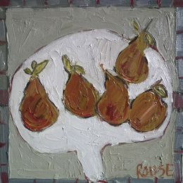 Five Pears on oil on canvas 20x20cms framed