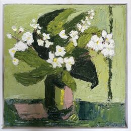 orchid 2 oil on canvas 30x30cms framed