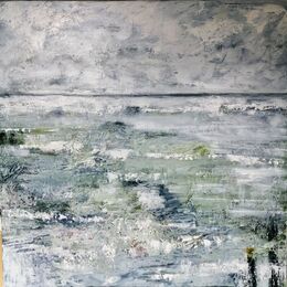 Ocean. oil on canvas framed 100x100cms.