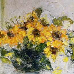 Sunflowers in Bowl oil on canvas 30x40cms framed