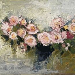 Small Rose Bowl oil on canvas 40x 50cms framed