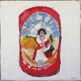 OVALTINE oil on canvas 20x20cms framed