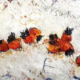 Persimmons II 10X12INS. framed mixed media