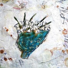 Bowl of Snowdrops 10x12ins. framed mixed media