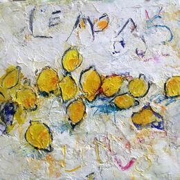 Lemons mixed media framed 10x12ins