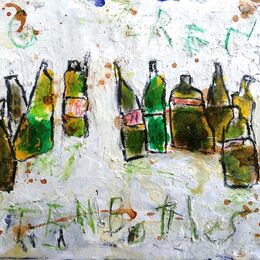 Ten Green Bottles 10x12ins. framed