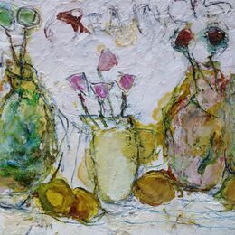 Glazed Bottles and Flowers