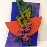 Tumble Down<br>acrylic and wood<br>27 x 21 cms<br>2025