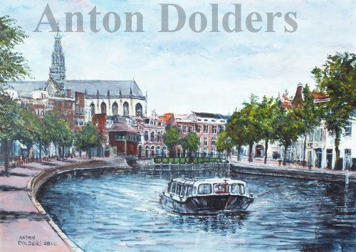 Haarlem, Spaarne met Melk Brug and Cathedral