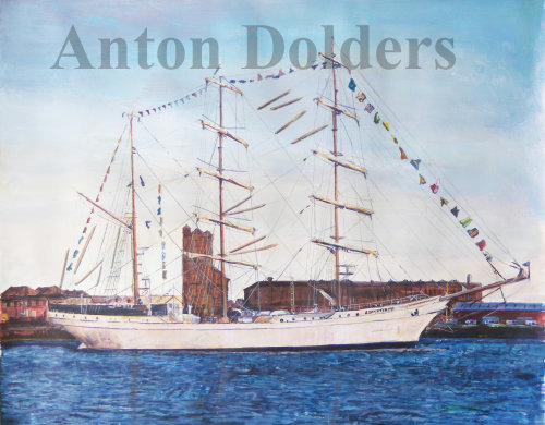 Tall Ship passing Stanley Dock