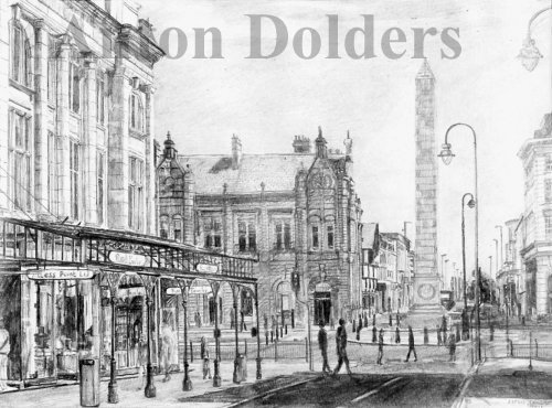 Looking down Nevill Street in pencil