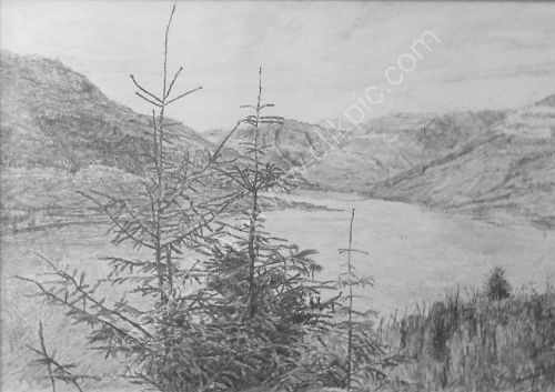 Loch on the Isle of Skye 2001<br>
35.5cm x 40.6cm (A3)