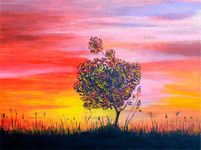 Tree Sunset Painting