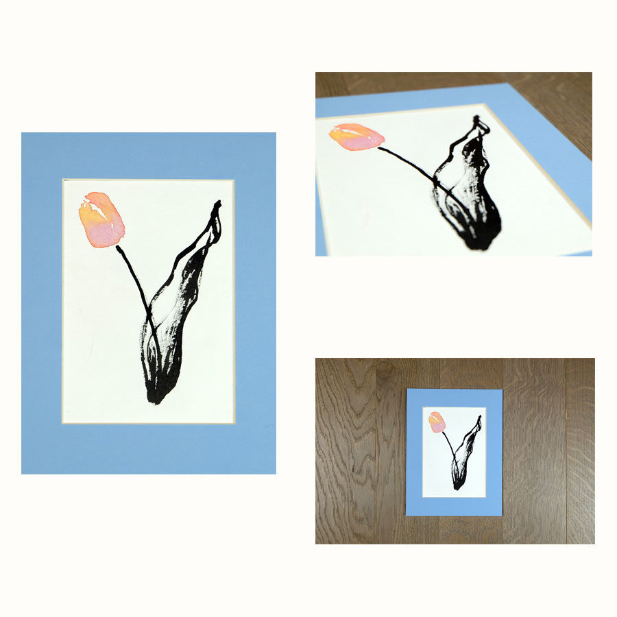 original india ink tulip painting