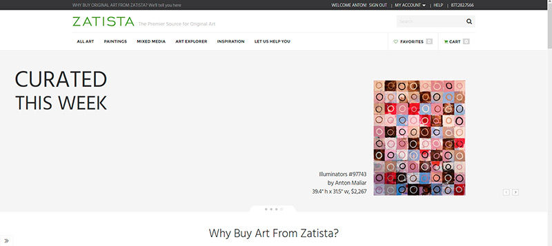 Zatista Main Page