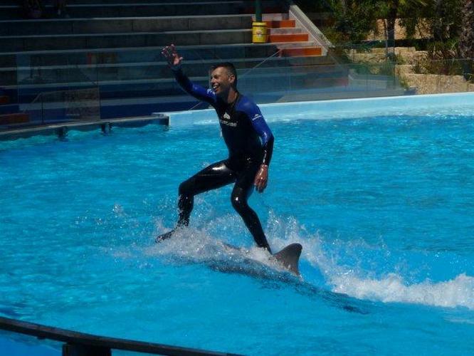 Riding a dolphin