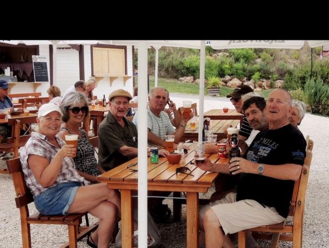 Chilling out in the beer garden