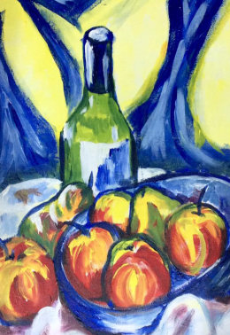 Student still life work created at a Cezanne inspired workshop.
