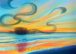 "West Pier Murmurations" Greeting card or mini print.