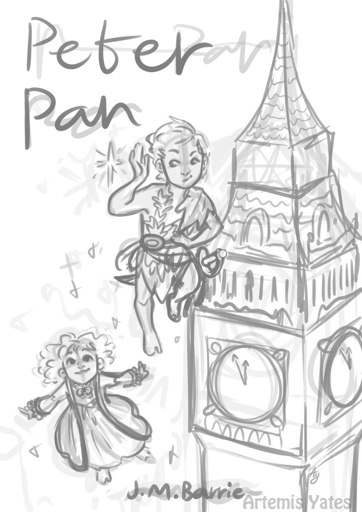 Peter Pan and Wendy Book Cover Sketch