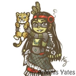 Tezcatlipoca and jaguar cub sketch