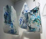 Between Here and There, 2017 - a series of 3, 3m x1 m each -monoprinted Kozo Japanese paper panels, suspended. At The Storey Gallery, Lancaster, UK
