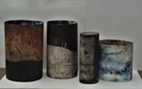 Outside-Inside,2018/ 2019. 2-sided paper cylinders, etched on both sides, held with magnets