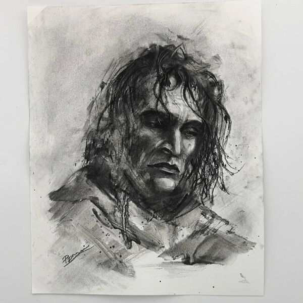 The broken man - Original Charcoal drawing, Size 11 x 14 in, Price 180$