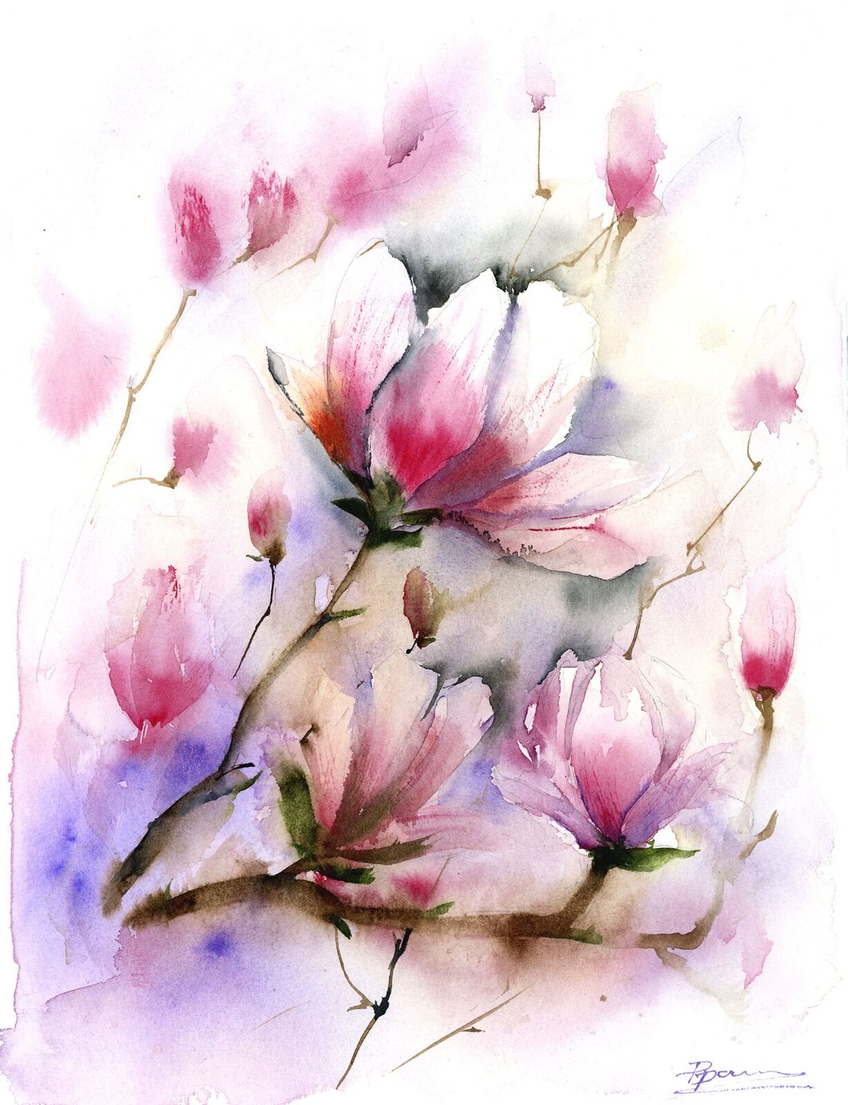 Pink magnolia prints