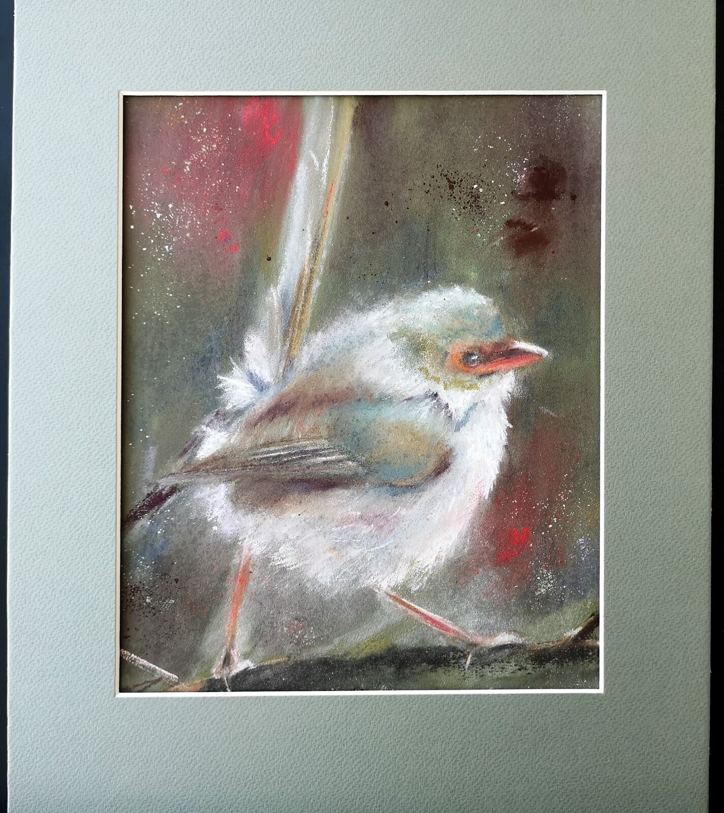 Wren on the branch - Original Pastel Drawing, 700