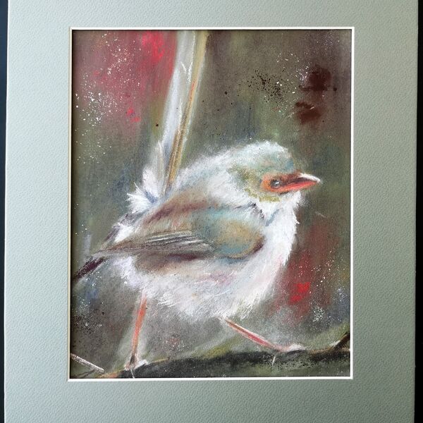 Wren on the branch - Original Pastel Drawing, 700