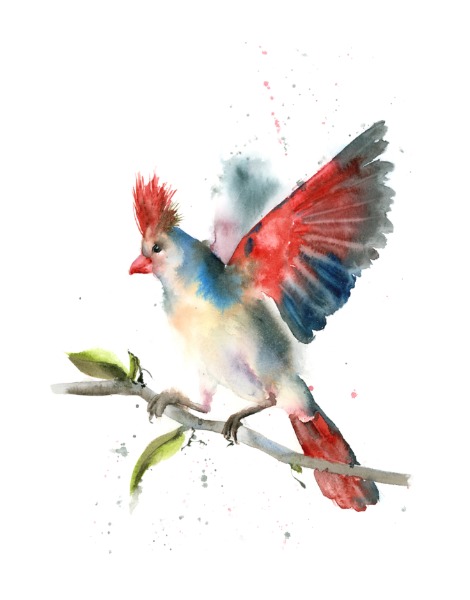 Desert cardinal - Original Watercolor Painting. Size: 11x15 inches, Price: 200$ Desert cardinal