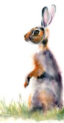 Standing Rabbit - Original Watercolor painting by PaintisPassion. Size: 11 x 15 in Standing Rabbit - Original Watercolor painting 750