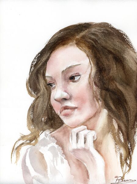 Soft Gaze - Original Watercolor Painting. Size: 11x15 inches, Price: 220$ Soft Gaze