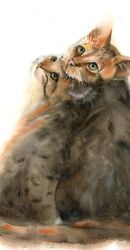 Pair of cats - Original Watercolor Painting by PaintisPassion Size: 11.8 x 15.7 in Pair of cats - Original Watercolor Painting 786