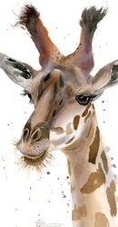 Giraffe portrait - original watercolor painting by PaintisPassion Size: 10 x 14 in Giraffe portrait - original watercolor painting (Size: 10 x 14 in) 363