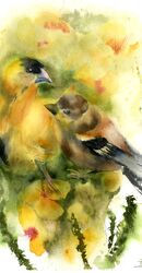 Birds in Love - Original Watercolor Painting Birds in Love(3) - Original Watercolor Painting (857)