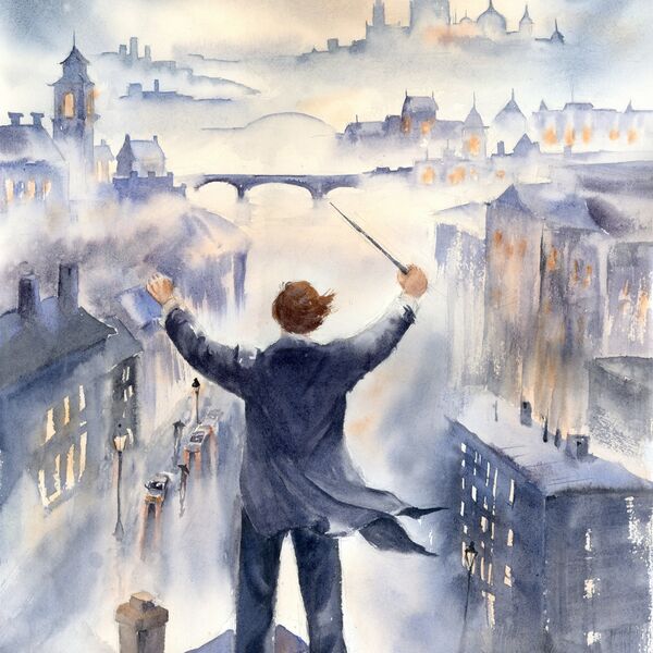 First Gesture (Fog Symphony) - Original Watercolor Painting. 2026, size 14 × 20 inches, price 500$ (Fog Symphony) - Original Watercolor Painting, 1526