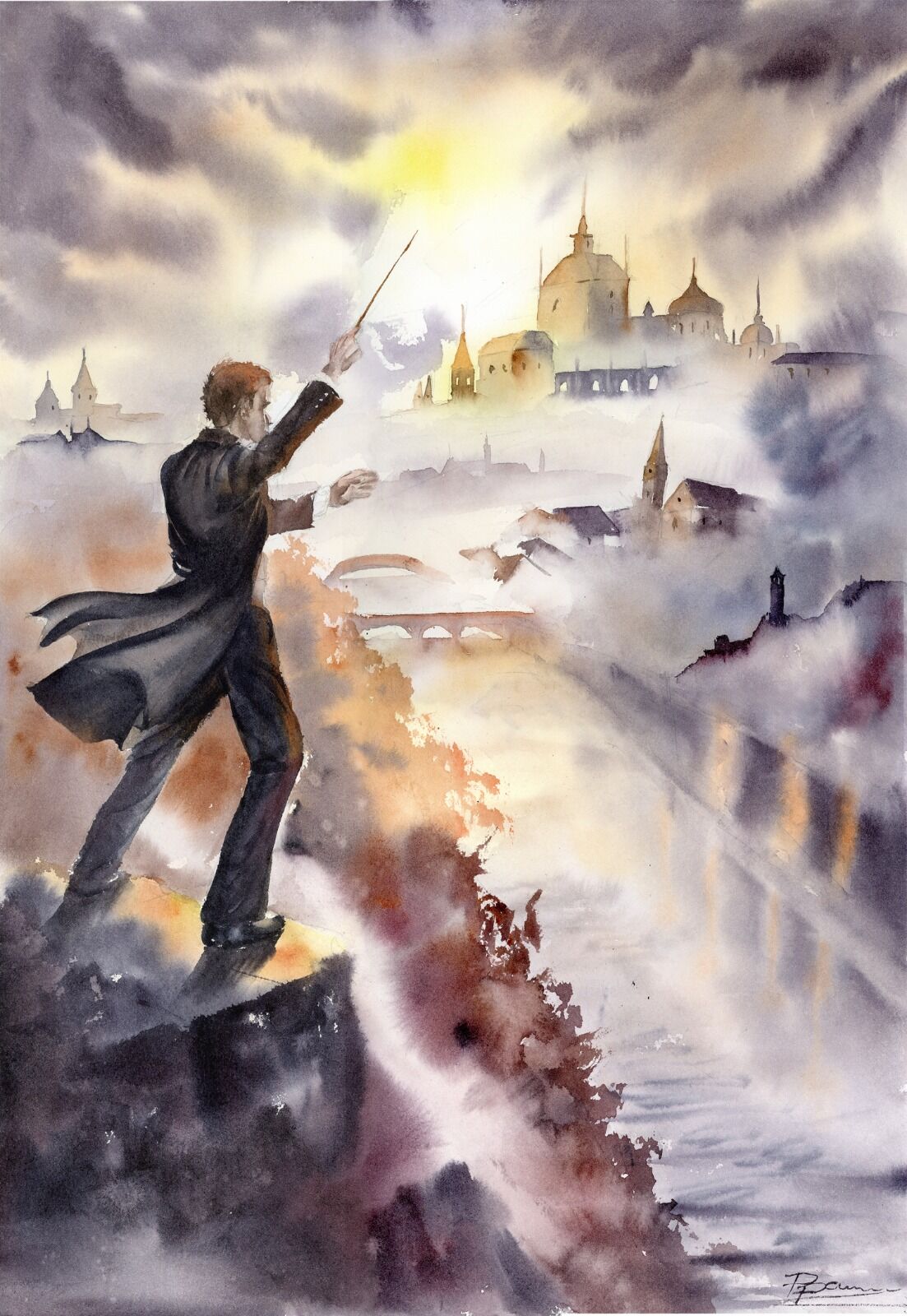 Crescendo (Fog Symphony) - Original Watercolor Painting. 2026, size 14 × 20 inches, price 500$ (Fog Symphony) - Original Watercolor Painting, 1527