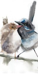 Pair of wrens - Original Watercolor Painting by PaintisPassion Pair of wrens - Original Watercolor Painting (865)