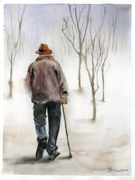 old man #2 - Original Watercolor Painting. SOLD