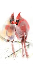 Cardinals in love - Original Watercolor Painting by PaintisPassion Cardinals in love - Original Watercolor Painting 533
